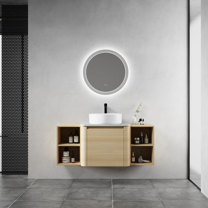 Mounted Bathroom Vanity With Art Sink, 2 Storage Shelves, Soft Close Door