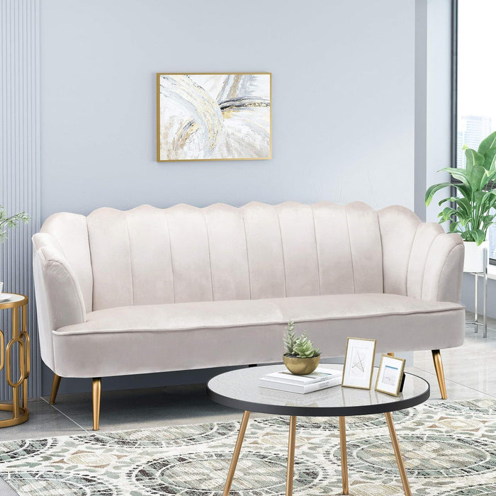 Modern Glam 3 Seater Sofa With Velvet Texture
