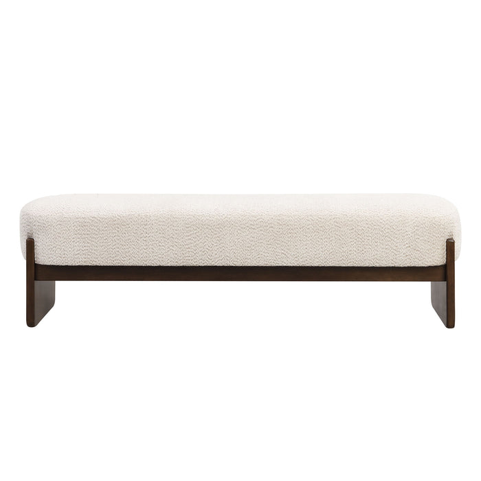 Ottoman With Upholstery, Rectangular Design - Beige / Brown