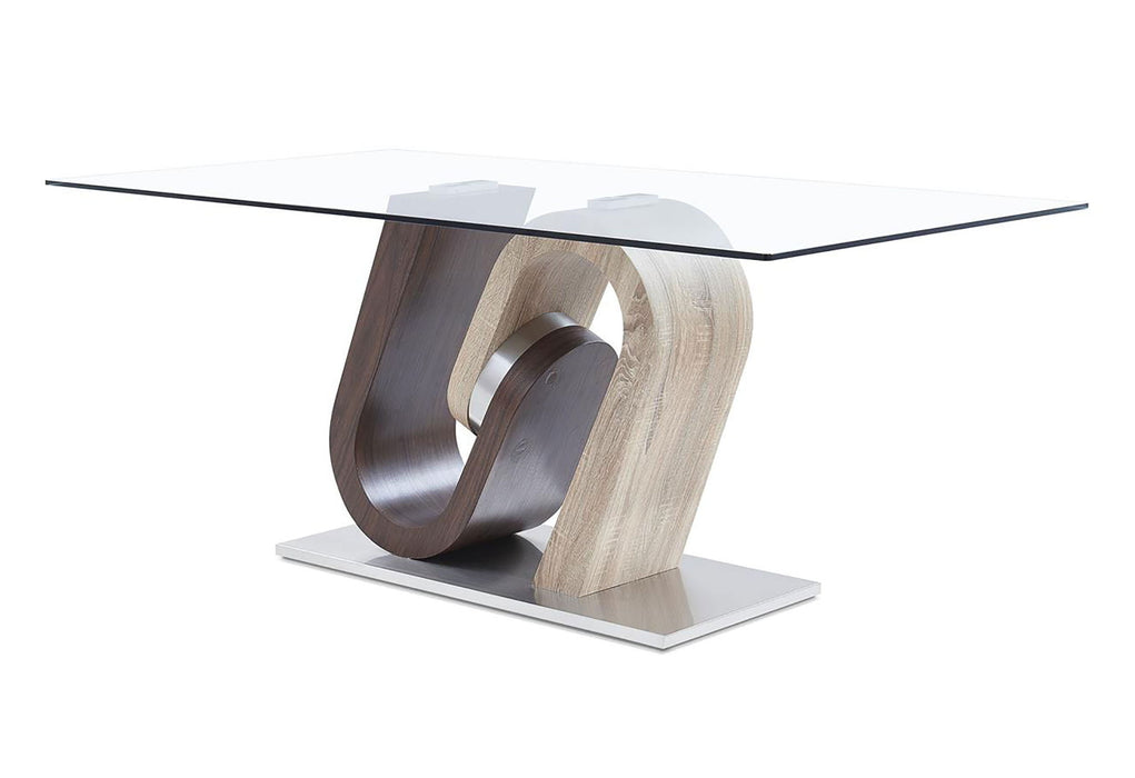 D4126 - Dining Table - Dark Brown / Oak / Silver