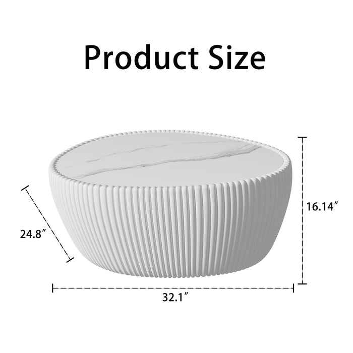 Goose Egg Shape Coffee Table For Living Room - White Pu