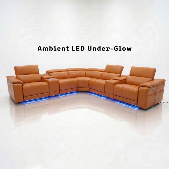 L - Shaped Recliner Sectional Sofa With Bluetooth Speakers, Wireless Charging, LED Lights