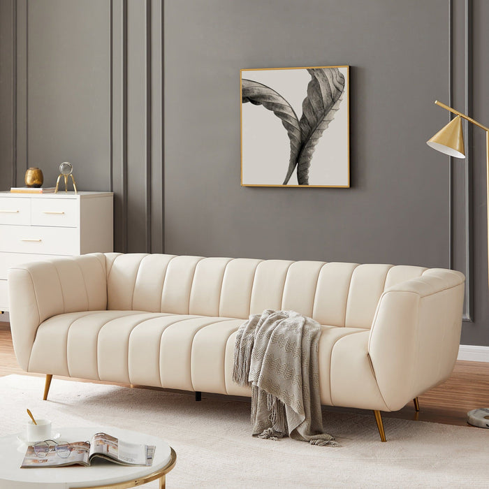 Lamattina - Genuine Italian Leather Channel Tufted Sofa