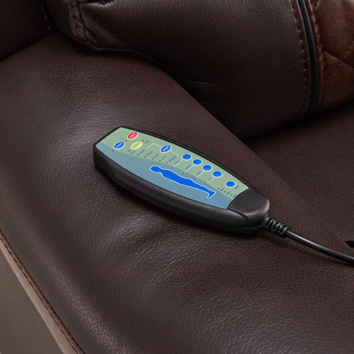 Heated Massage Recliner With Remote Control - Brown