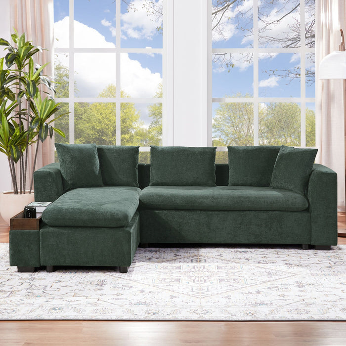 Modern L Shaped Sectional Sofa With Chenille Upholstery And Wooden Storage