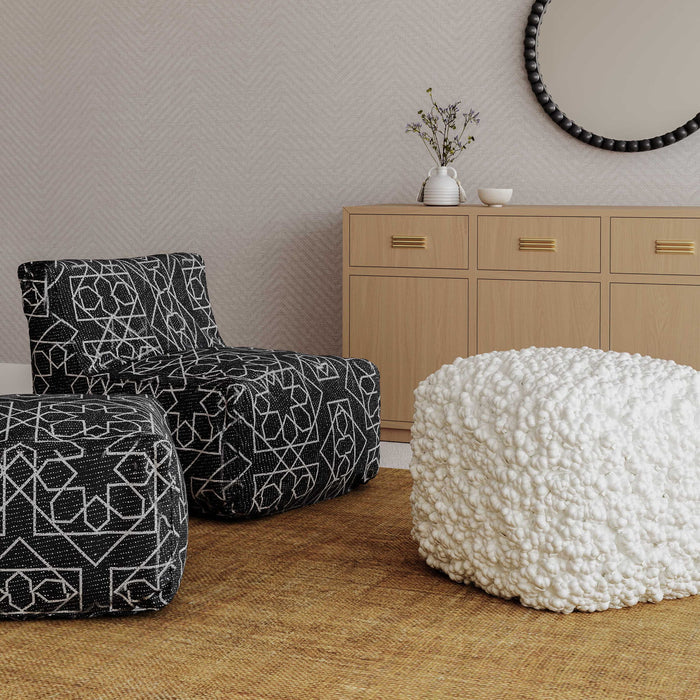 Cathy - Woven Pouf - Cream