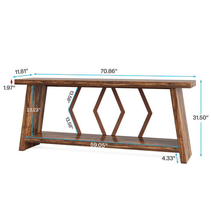 Accent Extra Long Console Table With 2 Tier Storage - Brown