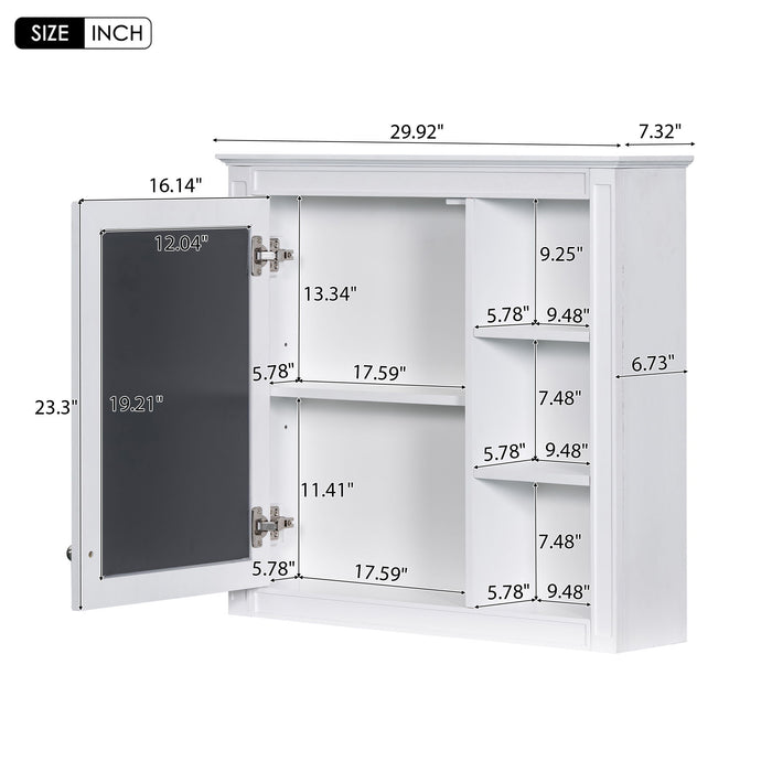 Wall Mounted Medicine Cabinet With Mirror And 3 Open Shelves