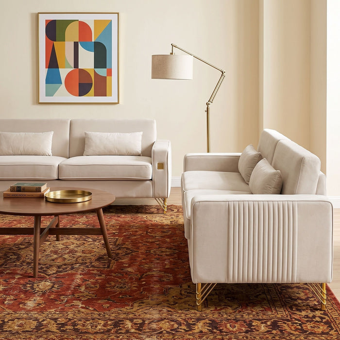 2 Pieces Sofa Sofa Set With Removable Cushions For Home Apartment
