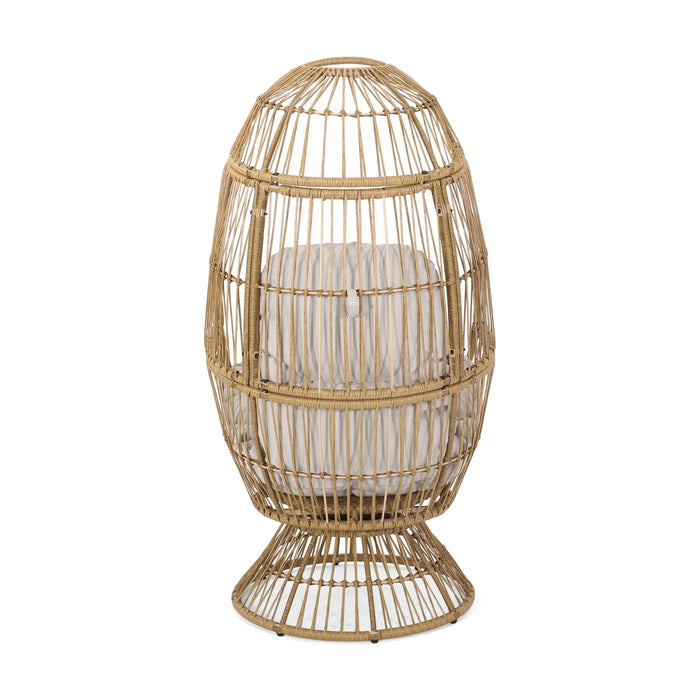 Patio Swivel Basket Egg Chair With Cushion