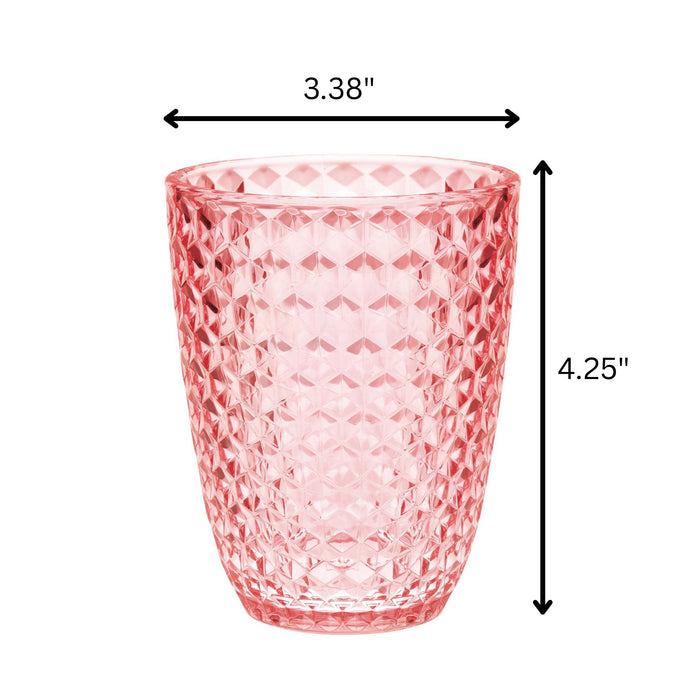 Leading Ware Diamond Cut Acrylic Glasses Drinking (Set of 4)