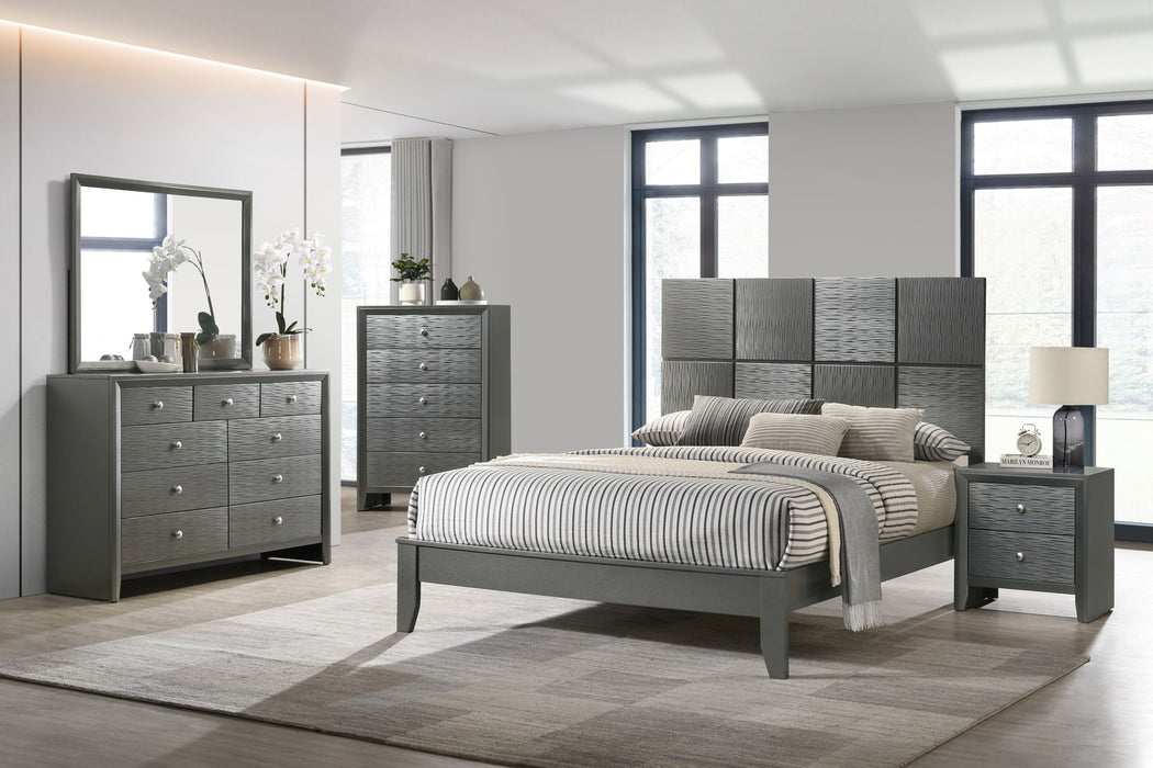 Denker - Full 5 Piece Bedroom Set - Gun Metal