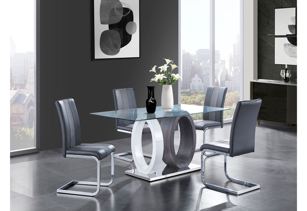D1628 - 9 Piece Dining Room Set (Dining Table And 8 Dinning Chairs) - Gray