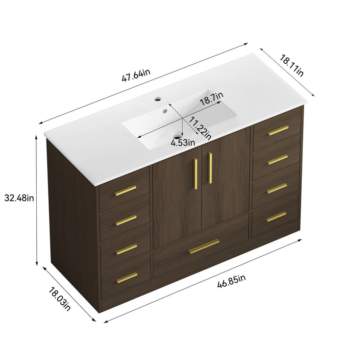 Bathroom Vanity With Abundant Storage 2 Soft Close Doors And 9 Drawers