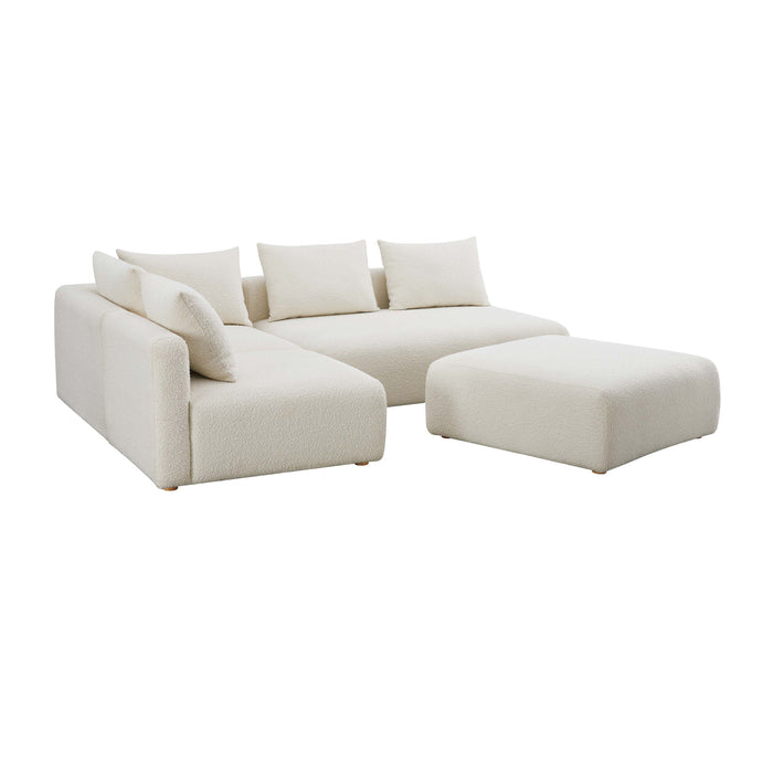 Hangover - 4-Piece Boucle Modular Chaise Sectional - Cream