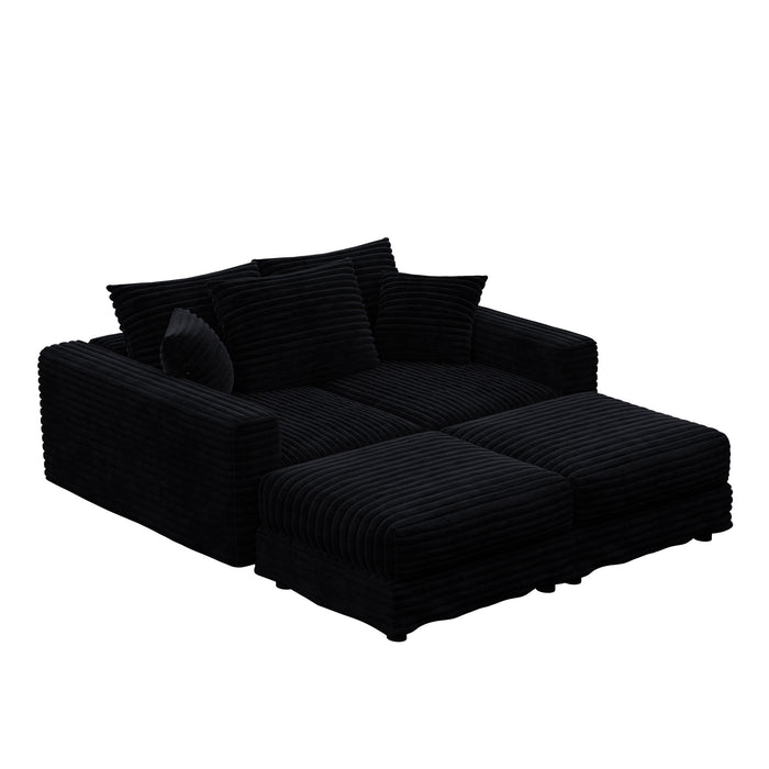 Deep Seat Convertible Sofa With Soft Pillows And Ottomans