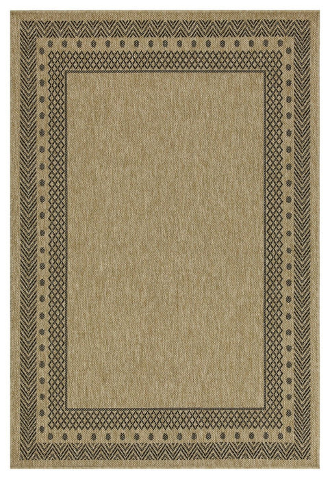 Earth - 5'3" X 7'3" Polypropylene Indoor, Outdoor Area Rug - Jute / Black