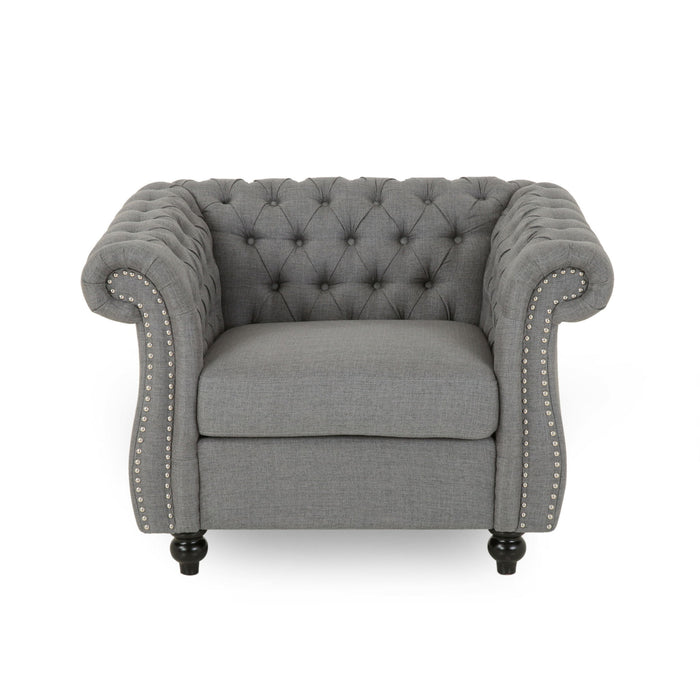 Nexuson - Upholstered Chesterfield Chair With Deep Tufted And Nailhead Trim
