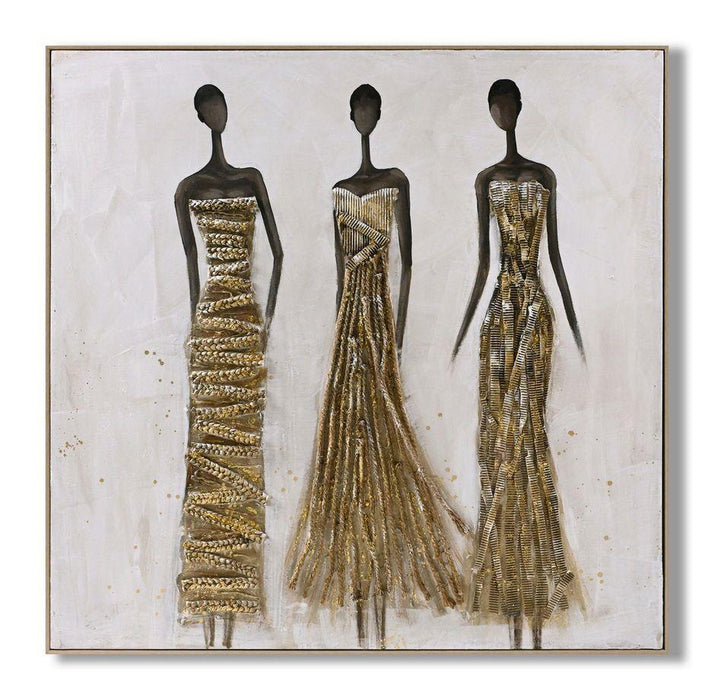 Golden Silhouette Trio - 40" x 40" Framed Wall Art