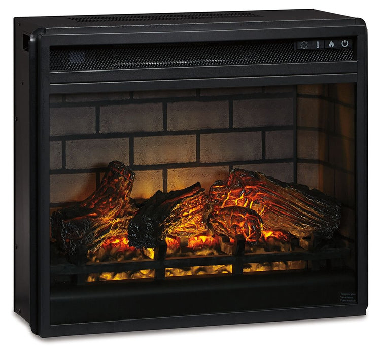 Willowton - Encalado - 2 piezas. - Mueble para TV con inserto de chimenea de imitación de ladrillo refractario