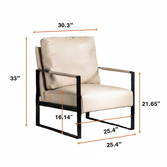 Classic Mid Century Modern Accent Chair With Durable Square Metal Frame, Armchair
