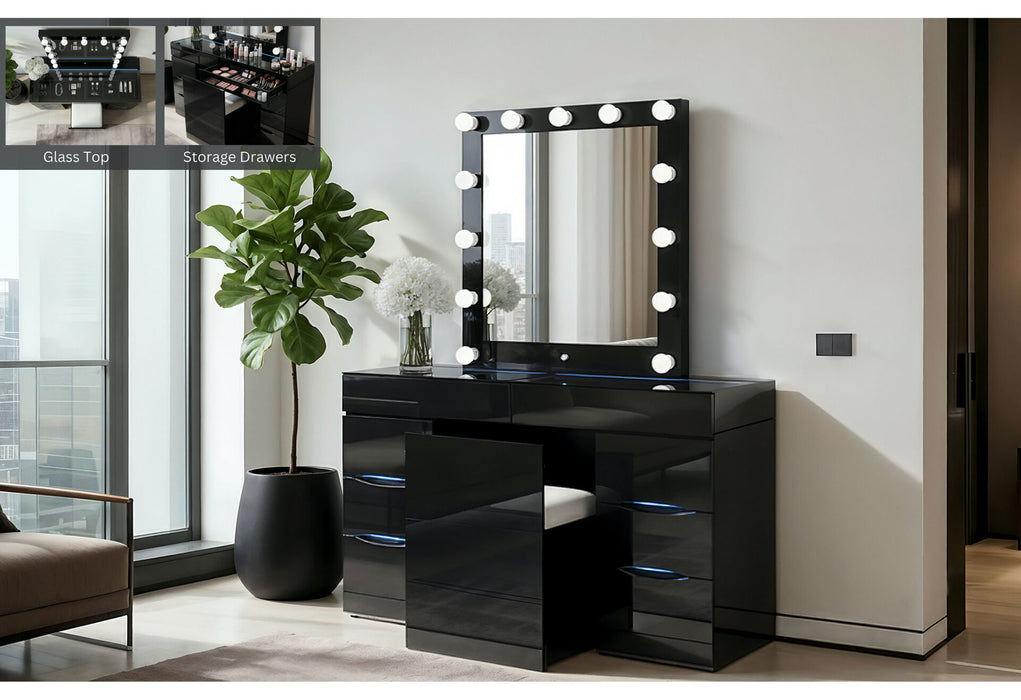 VANITY SET WITH STORAGE STOOL