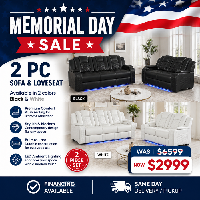 2 PC Sofa & Loveseat Set