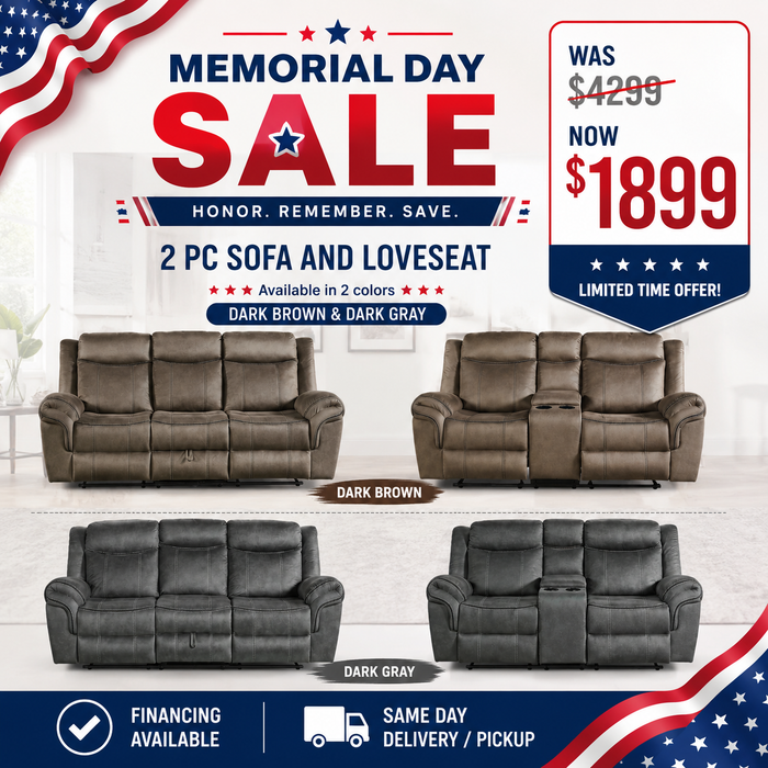 2 PC Sofa & Loveseat Set