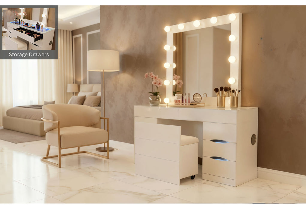 VANITY SET WITH STORAGE STOOL
