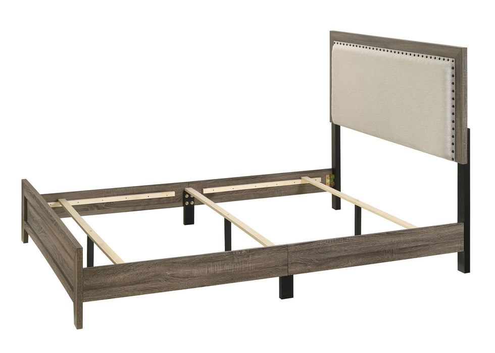 Millie - Twin 4 Piece Upholstered Bedroom Set - Warm Gray