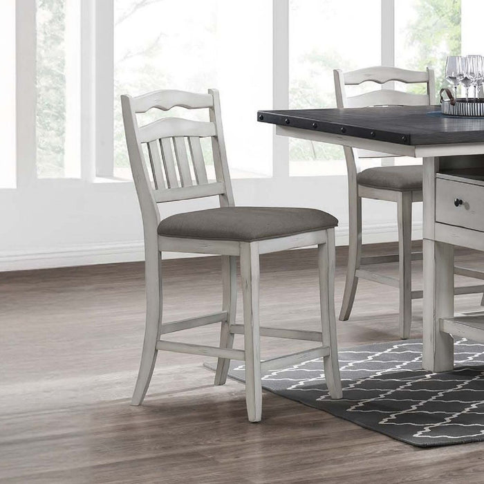 Counter Height Dining Chairs With Upholstered Cushion And Ladder Back Design (Set of 2) - Antique White