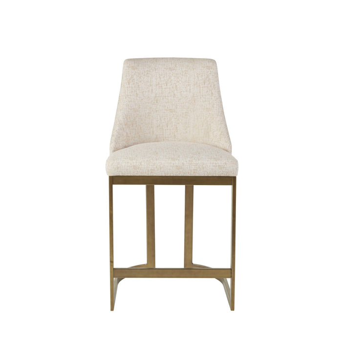 Upholstered Counter Stool With Metal Base - Cream