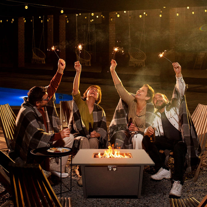 Outdoor Fire Pit Table With Lid - Black - Steel