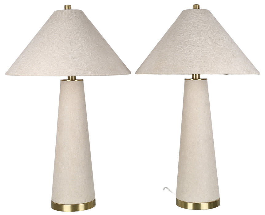 Ivory Reverie - 30 X 18 - Textured Linen Table Lamp (Set of 2) - Ivory Textured Linen