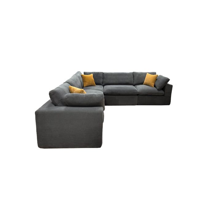Coffee Bean Like Upholstery Full Compressed Modular Sectional With Toss Pillows - Light Gray
