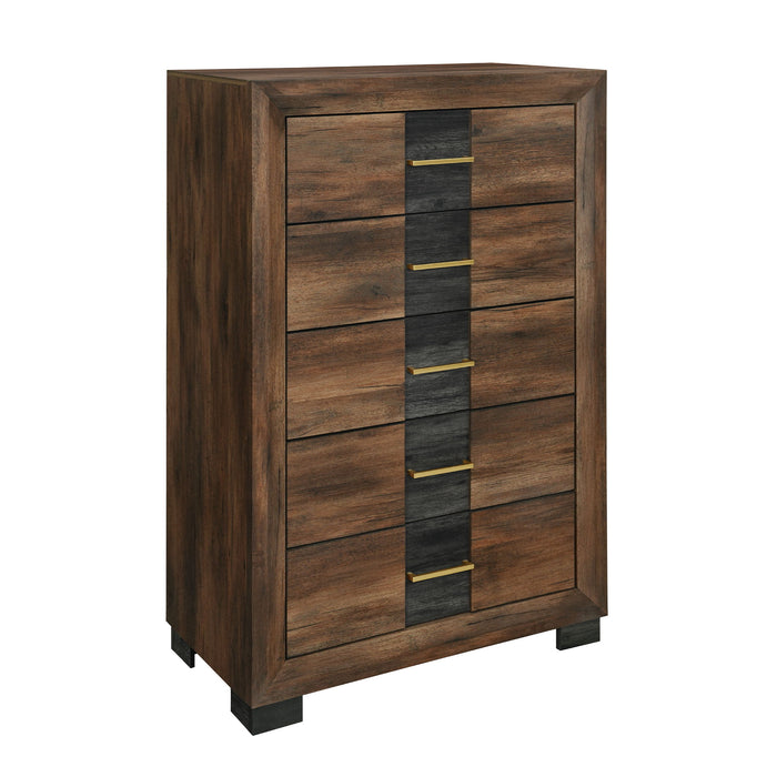 Chest With 5 Drawers - Brown Black