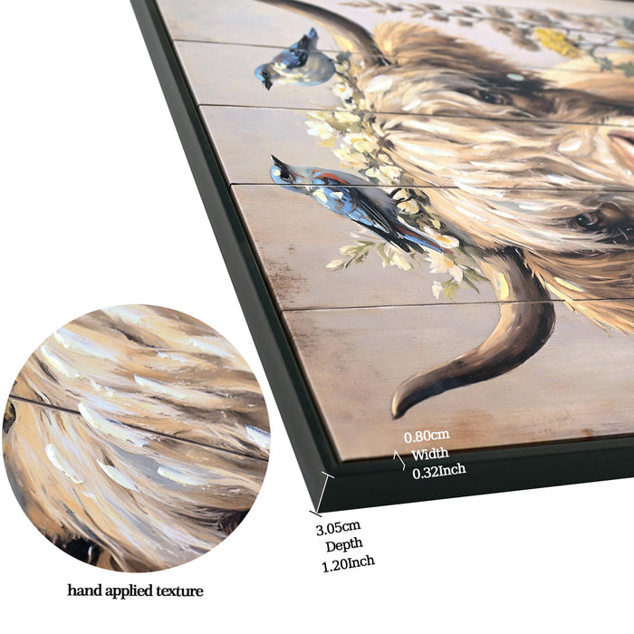 Highland Cow Wall Decor, Picture Canvas Art Print For Living Room - Camel / Brown