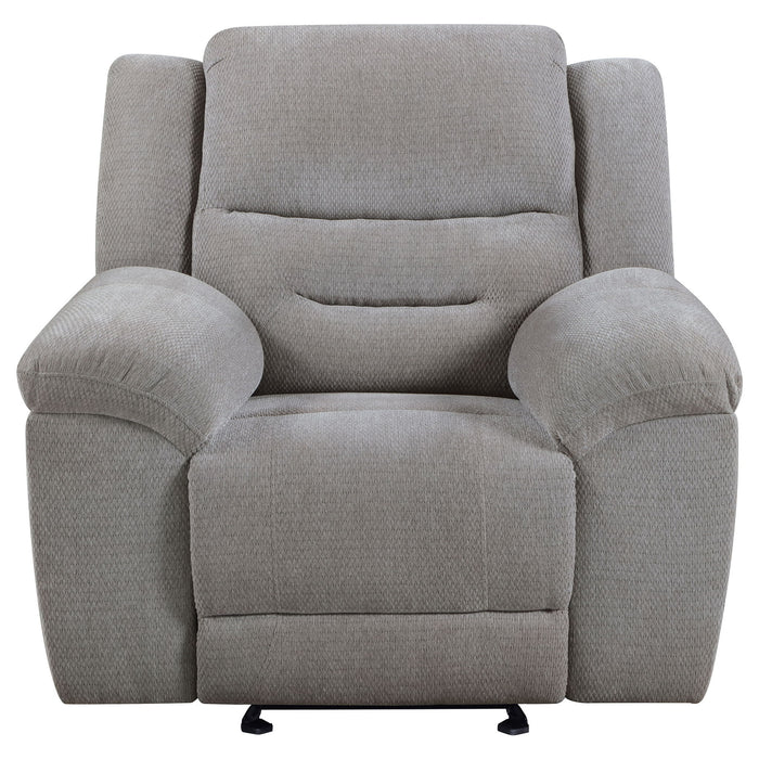 Sebring - Upholstered Glider Recliner Chair With Manual Recline And Smooth Gliding Motion - Gray