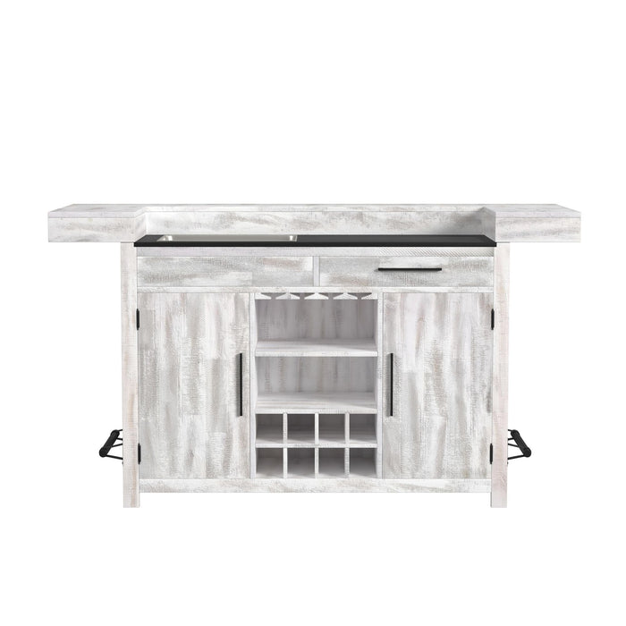 Rogen Rustic - Bar Table With Ice Tray, USB And Power - Rustic White
