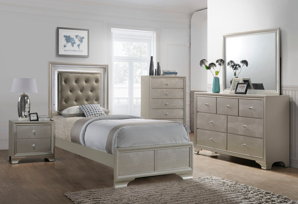 Lyssa - Twin 4 Piece Bedroom Set - Champagne