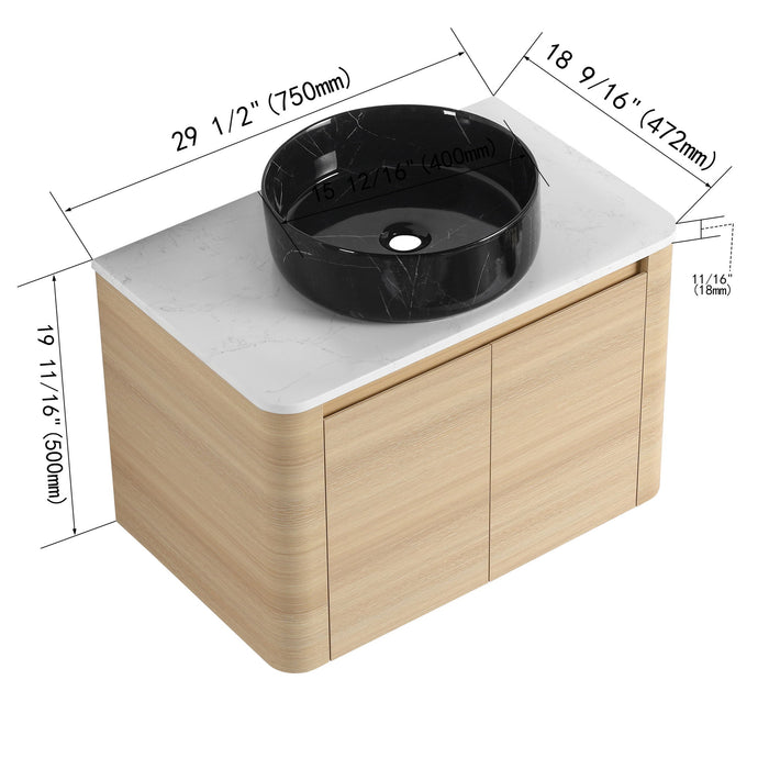 Mounted Bathroom Vanity & Art Sink & 2 Soft Close Doors