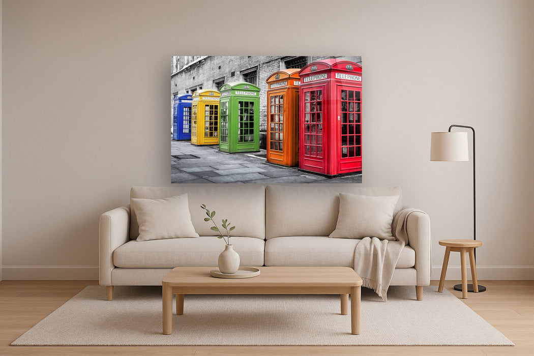 Floating Tempered Glass With Foil Colorful Phone Booth - Red