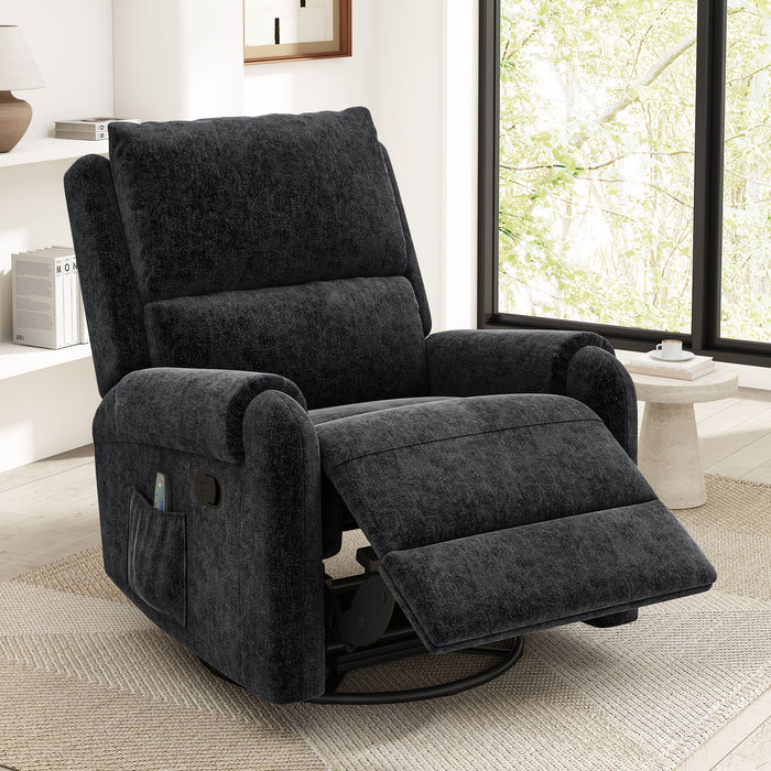 Manual Recliner Massage Chair With Swivel Rocker, 8 Massage Modes, Side Storage Pocket