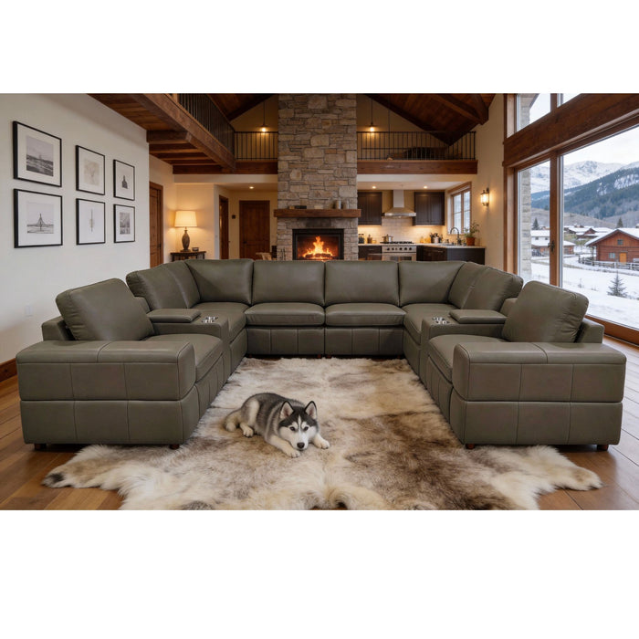 Upholstered Large Arms Sectional With Recliner Seats