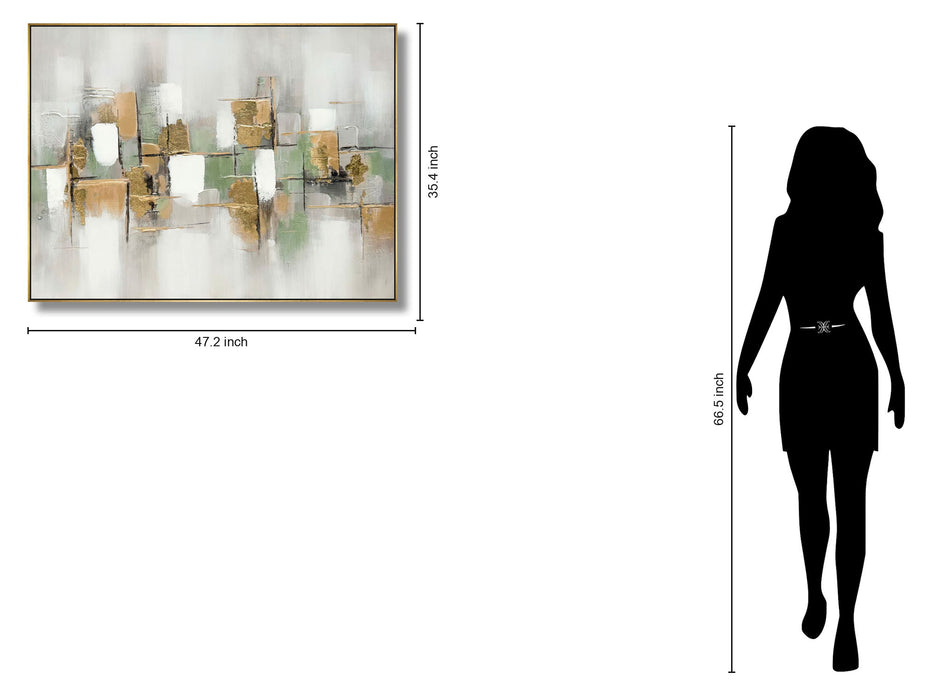 Gilded Verdant Parallels - 35" x 47" Framed Wall Art