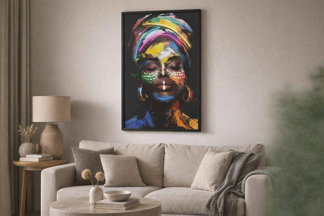 Chromatic Muse Hand-Embellished LED Canvas In Frame - Black / Multicolor