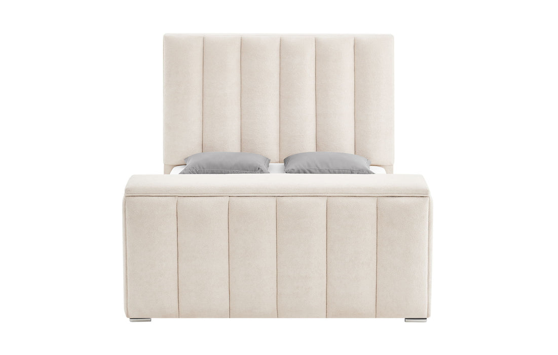 Serenity - Queen Bed With Speaker, TV Lift, Fireplace - Cream