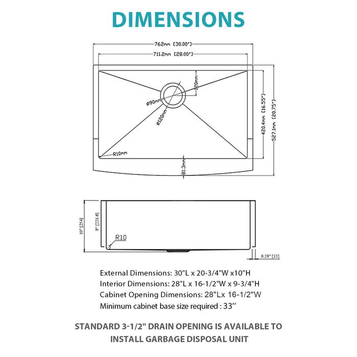 Farmhouse Kitchen Sink, Apron Front