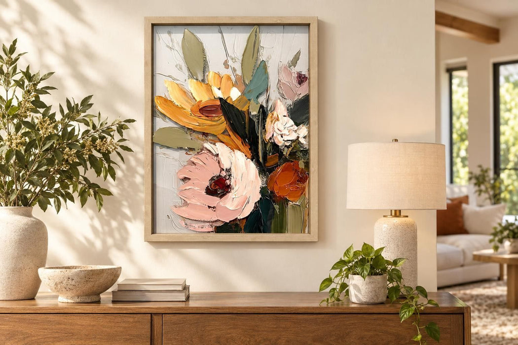 Amber Petal Rhapsody II - 24 X 32 - Hand-Embellished Plexiglass In Frame - Pink
