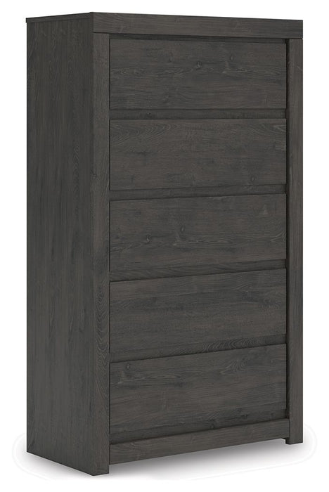 Fraluna - Five Drawer Chest - Charcoal